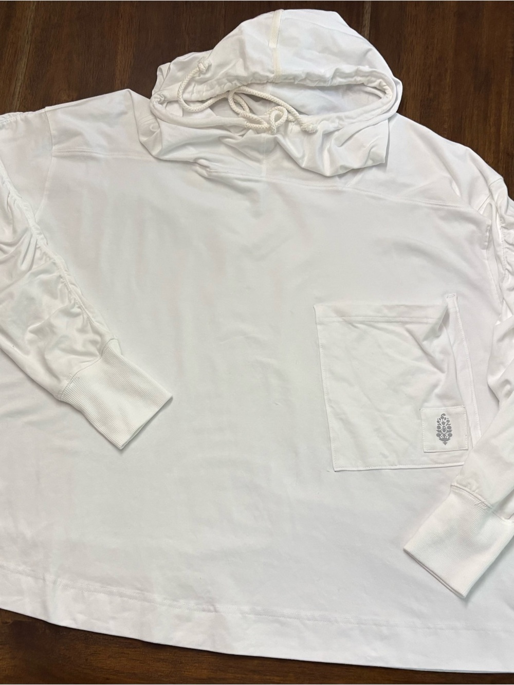Free People Movement White Hooded Long-Sleeve Pocket Shirt